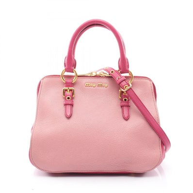 ミュウ ミュウ Miu Miu MADRAS マドラス 2WAY ハンドバッグ バッグ レザー レディース ピンク系 【中古】
