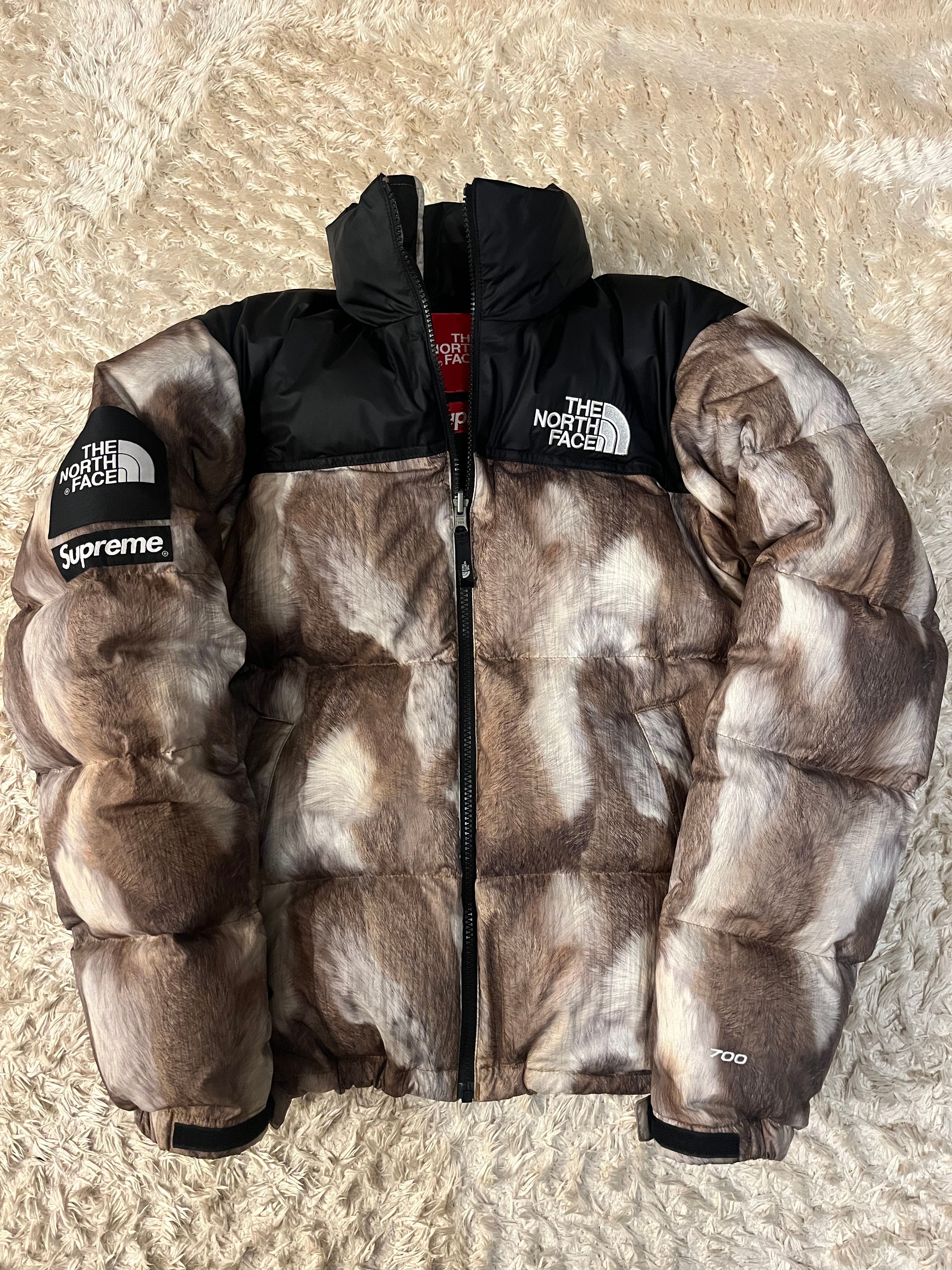 Supreme x The North Face Fur Print Nuptse Jacket "Brown"