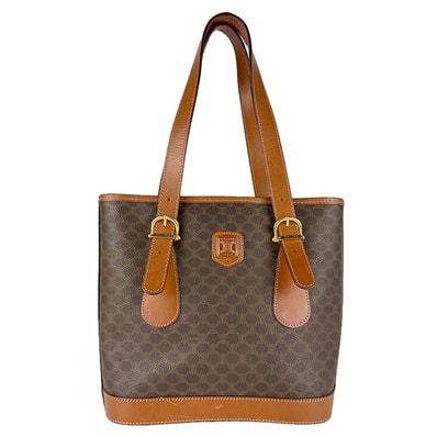 セリーヌ CELINE ショルダーバッグ マカダム PVC/レザー ブラウン ゴールド レディース【中古】 z8791