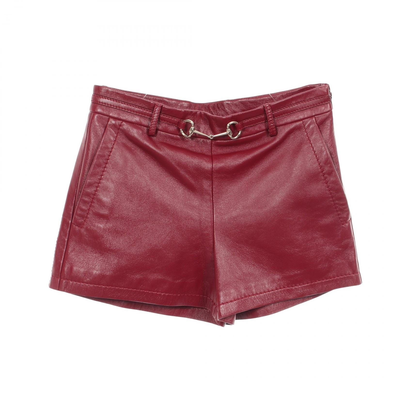 グッチ GUCCI ホースビット ショート パンツ 衣料品 ボトムス ラムスキン(羊革) レディース ボルドー系 815075 【中古】