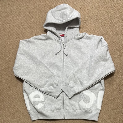 Supreme Big Logo Zip Up Hooded Sweatshirt "Ash Grey"