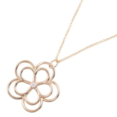 ティファニー TIFFANY&CO オープンフラワー 1PD ネックレス ネックレス ジュエリー K18PG(ピンクゴールド) ダイヤモンド レディース ゴールド系 / クリア系 【中古】