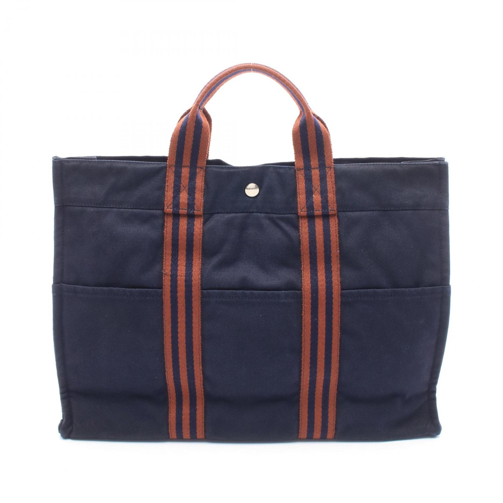 エルメス HERMES フールトゥMM トートバッグ バッグ キャンバス レディース ネイビー系 【中古】