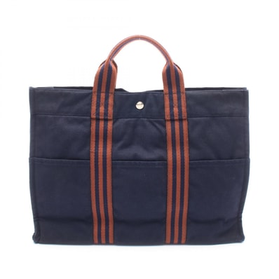 エルメス HERMES フールトゥMM トートバッグ バッグ キャンバス レディース ネイビー系 【中古】