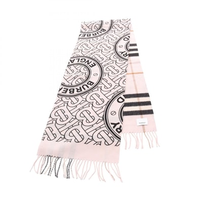 バーバリー BURBERRY TBモノグラム マフラー 衣料品 カシミヤ レディース ピンク系 / ブラック系 8049008 【中古】