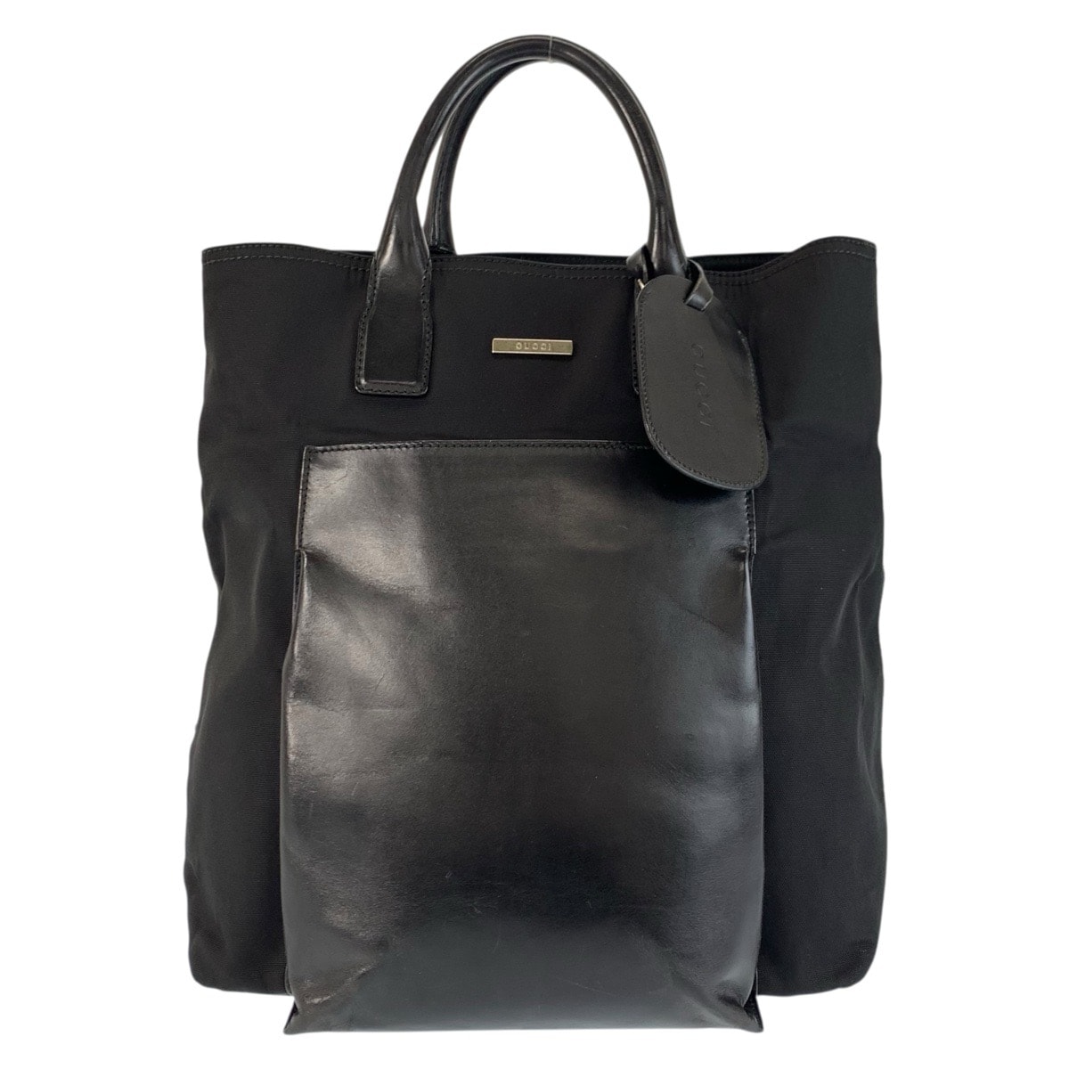 美品 GUCCI グッチ ブラック 黒 ナイロン レザー/ トートバッグ ハンドバッグ 601335 【中古】