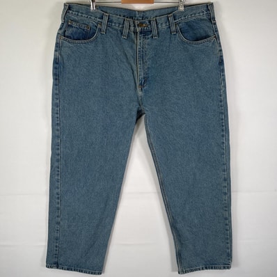 古着 カーハート Carhartt デニムパンツ 5ポケット ワーク ストレート ジーンズ ジーパン 色落ち w44 L30 ブルー メンズ