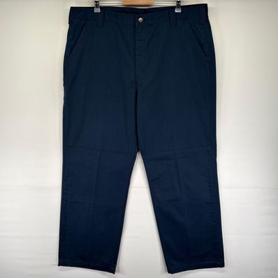 古着 カーハート Carhartt パンツ ワークパンツ ワンポイントロゴ 大きいサイズ ジッパーフライ W42 L32 ネイビー系 メンズ