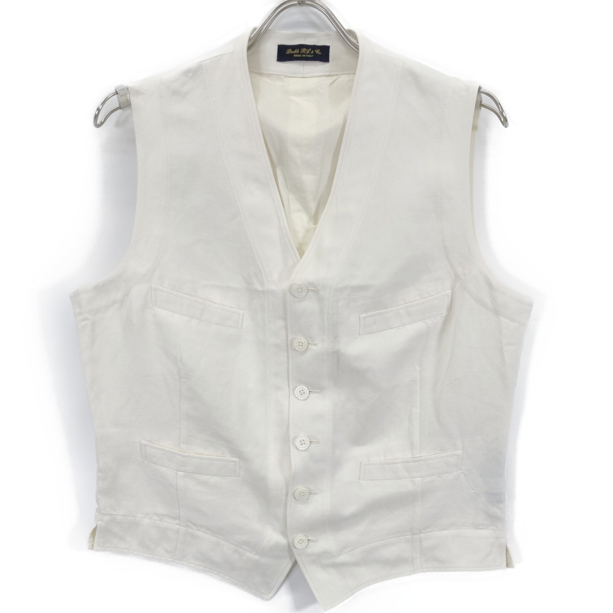 ダブルアールエル アイボリー リネン×シルク ベスト 40R