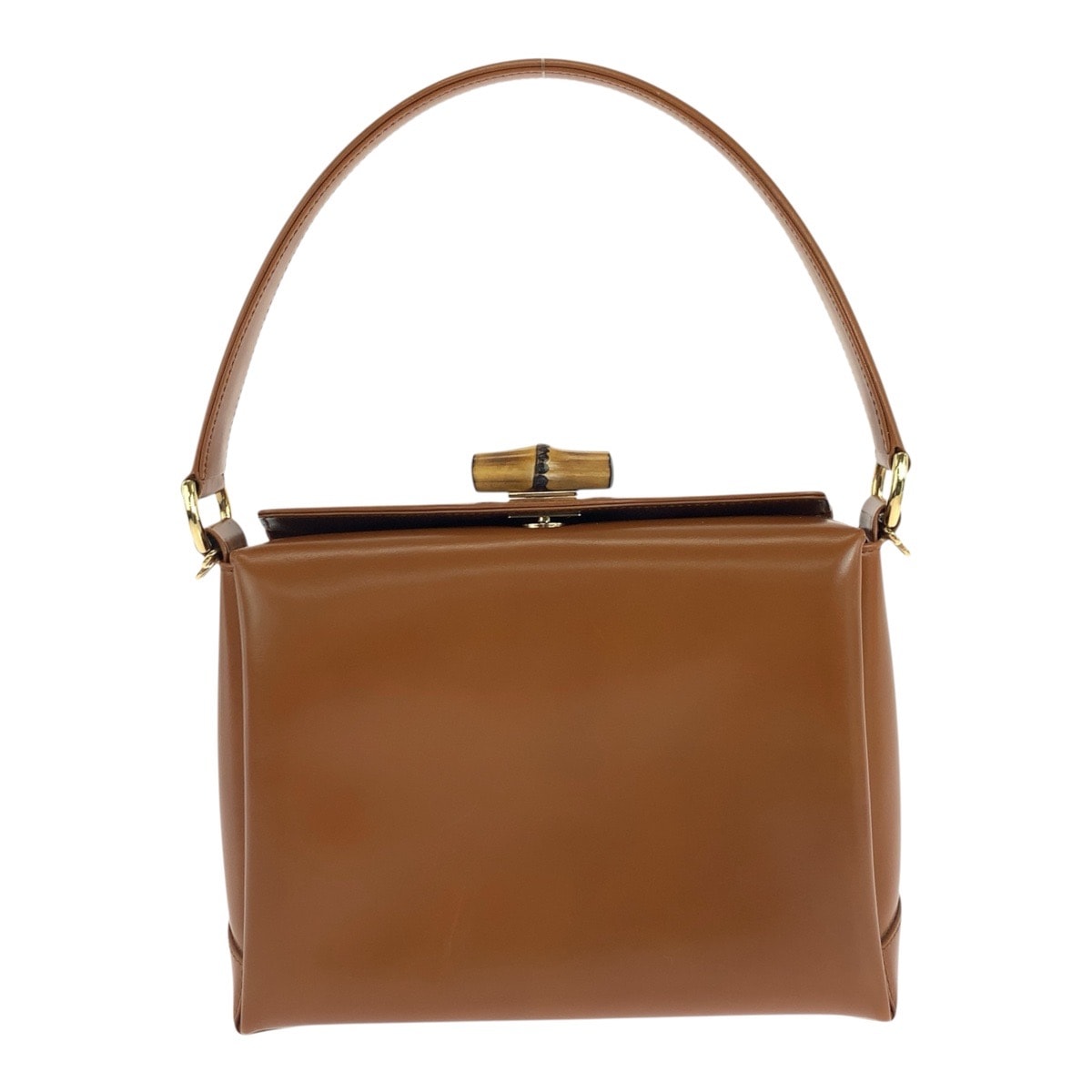 美品 GUCCI グッチ ヴィンテージ バンブー ブラウン ゴールド金具 レザー ハンドバッグ ショルダーバッグ 504624 【中古】