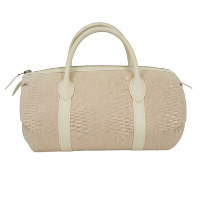 HERMES エルメス ハンドバッグ ポロション マドモアゼル 白 (ホワイト) トワルアッシュ/スイフト シルバー金具 □N刻印 新品同様【中古】