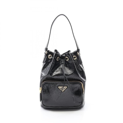 プラダ PRADA デュエット ナプラックパテント バケットバッグ ハンドバッグ バッグ パテントレザー レディース ブラック系 1BH0382DNTF0002 【中古】