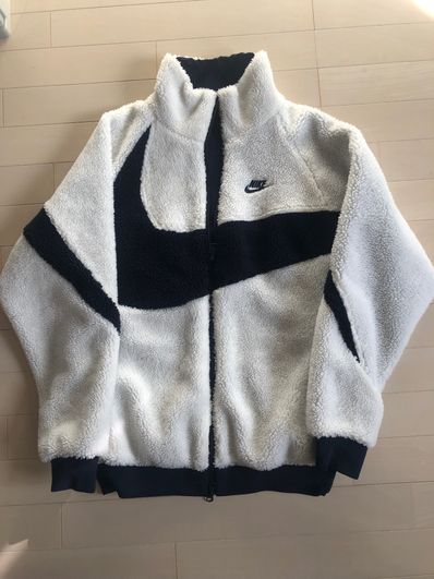 Nike Big Swoosh Reversible Boa Jacket "Sail/Dark Obsidian"
