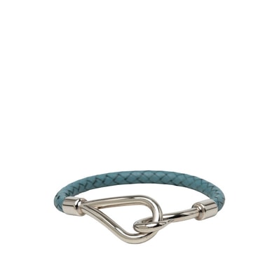 エルメス ジャンボブレス ブレスレット シルバー ブルー メタル レザー レディース HERMES 中古