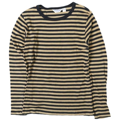 BEAMS BOY ビームスボーイ 日本製 フライス1cmボーダーTシャツ 13-14-0060-654 ONE SIZE BEIGE/BLACK 長袖 カットソー ロングスリーブ トップス g13811