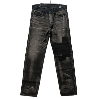 NEIGHBORHOOD ネイバーフッド Black Icon Savage Medium Denim / 13oz-PT リペア 加工 ブラック デニムパンツ サイズ M / 56416