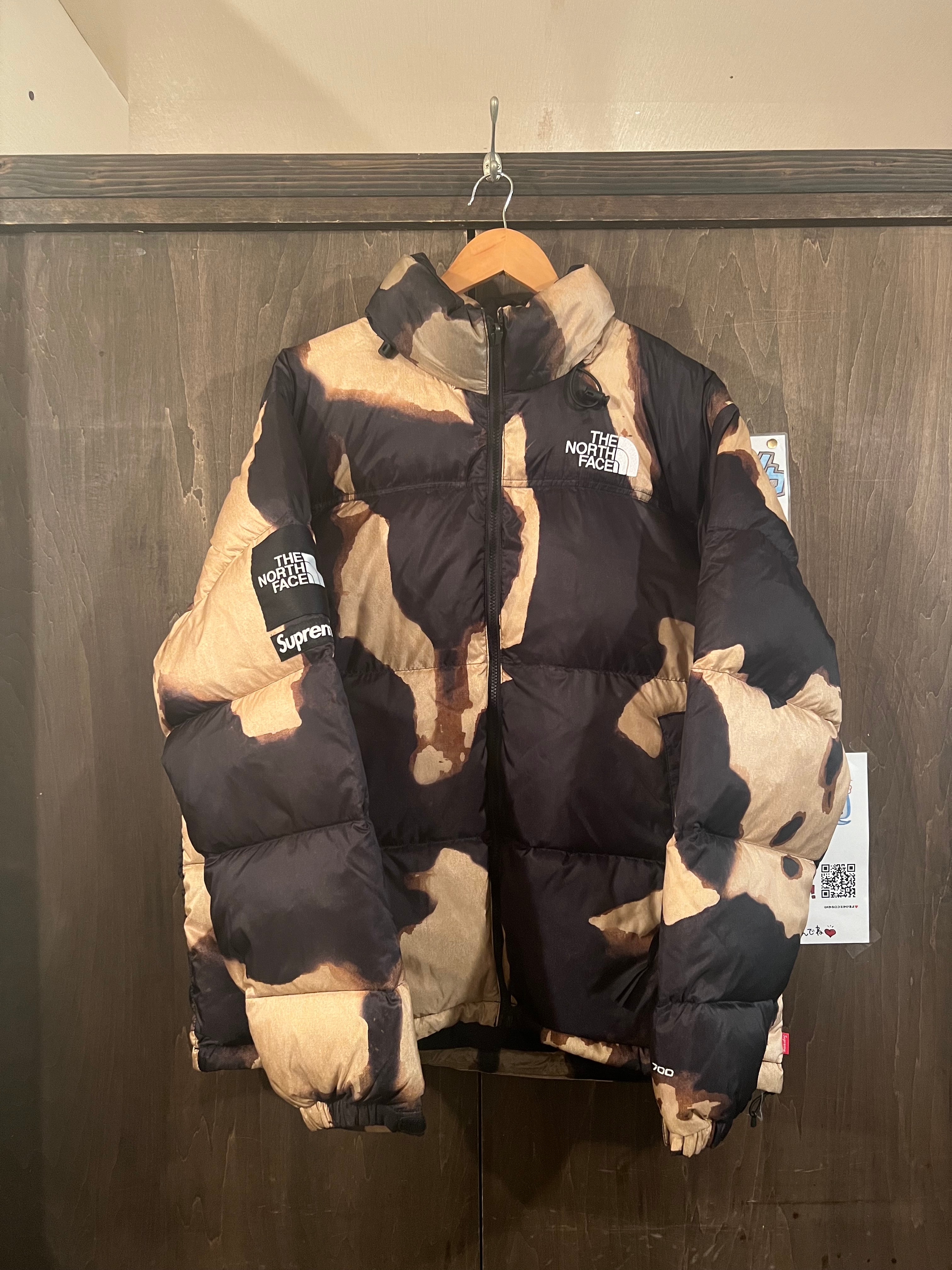 Supreme x The North Face Bleached Denim Print Nuptse Jacket "Black"