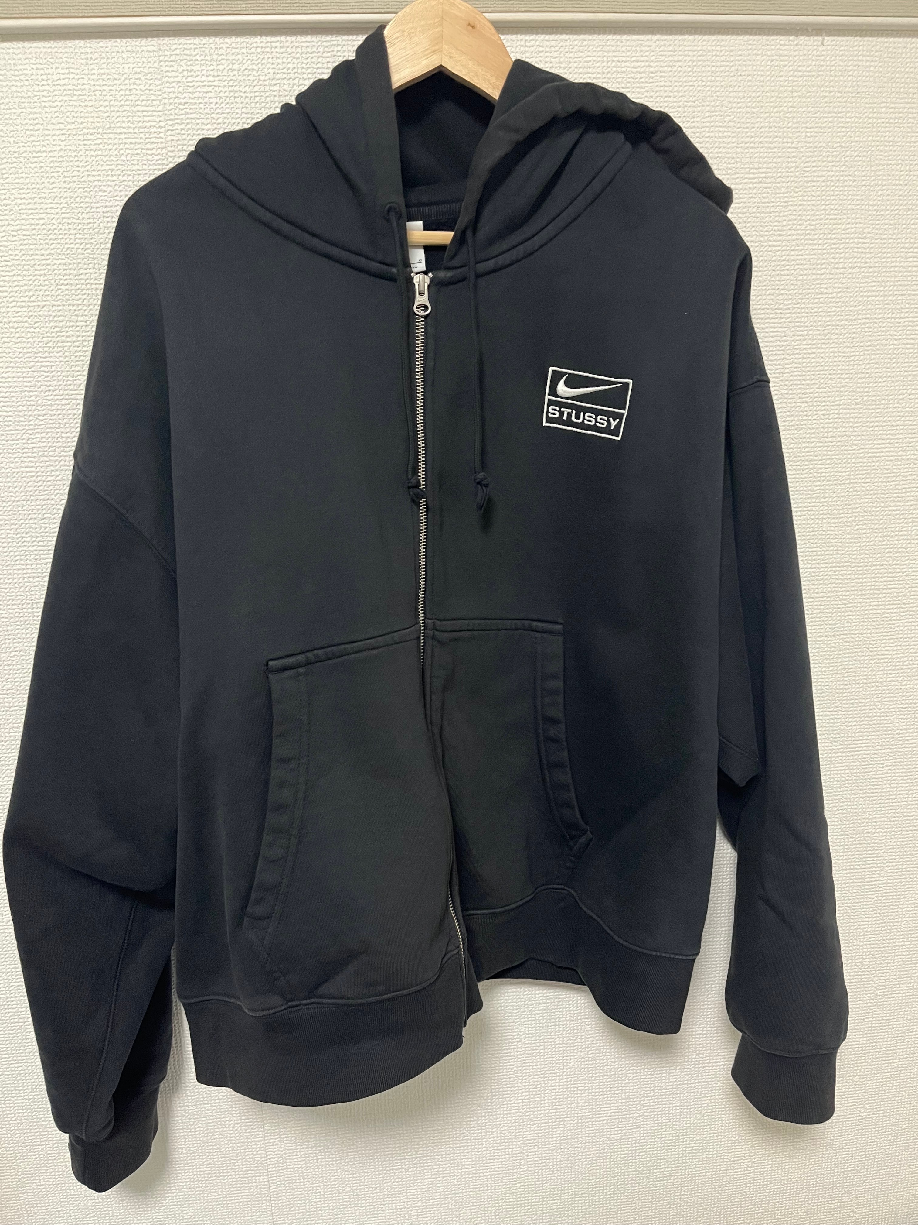 Stussy x Nike Stone Washed Fleece Zip Hoodie "Black" (US Size) FJ9175-010