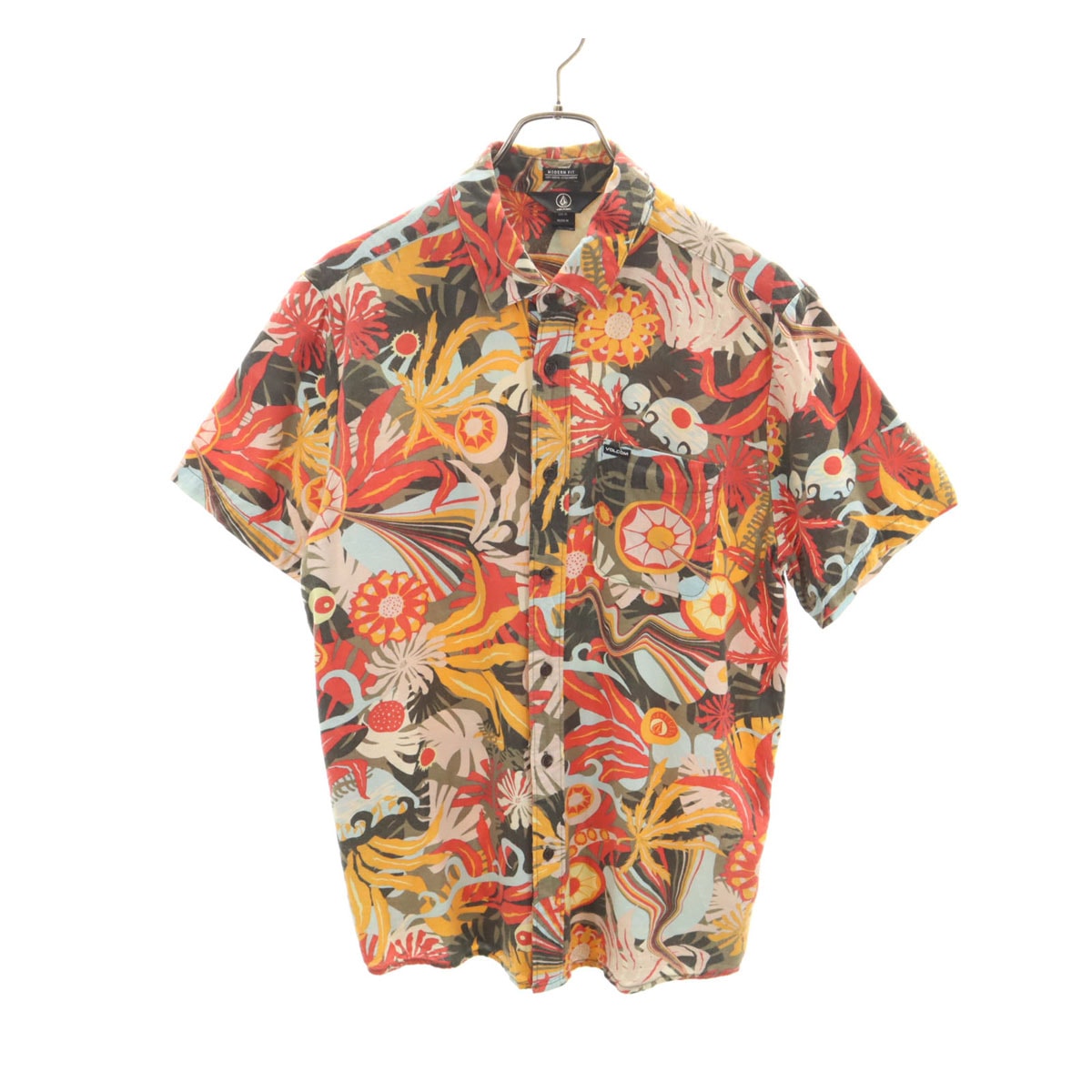 VOLCOM ボルコム 総柄 半袖 シャツ M レッド系