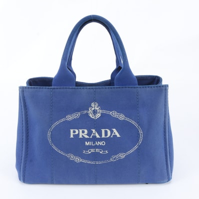 ■美品 プラダカナパ トライアングルロゴトート バッグ