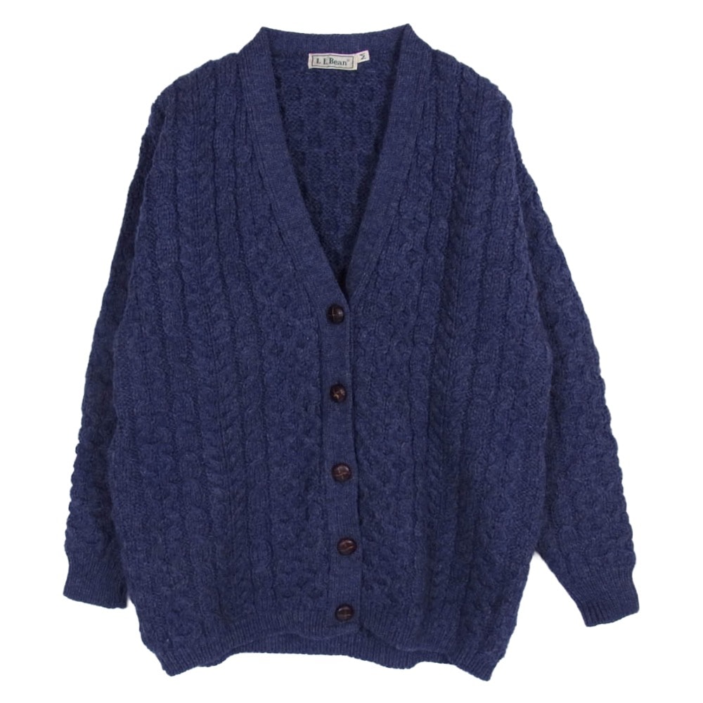 L.L.Bean エルエルビーン カーディガン 90s アランニット レディース カーディガン ネイビー系 M【中古】