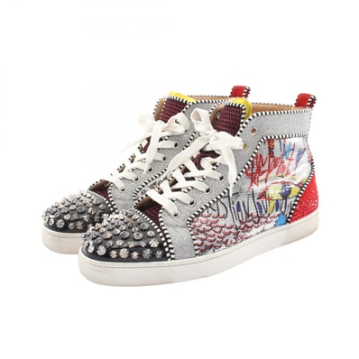クリスチャンルブタン Christian Louboutin NO LIMIT F18 FLAT スパンコール スニーカー 靴 スウェード エナメル ファブリック メンズ レッド系 / ブラック系 / マルチカラー 【中古】