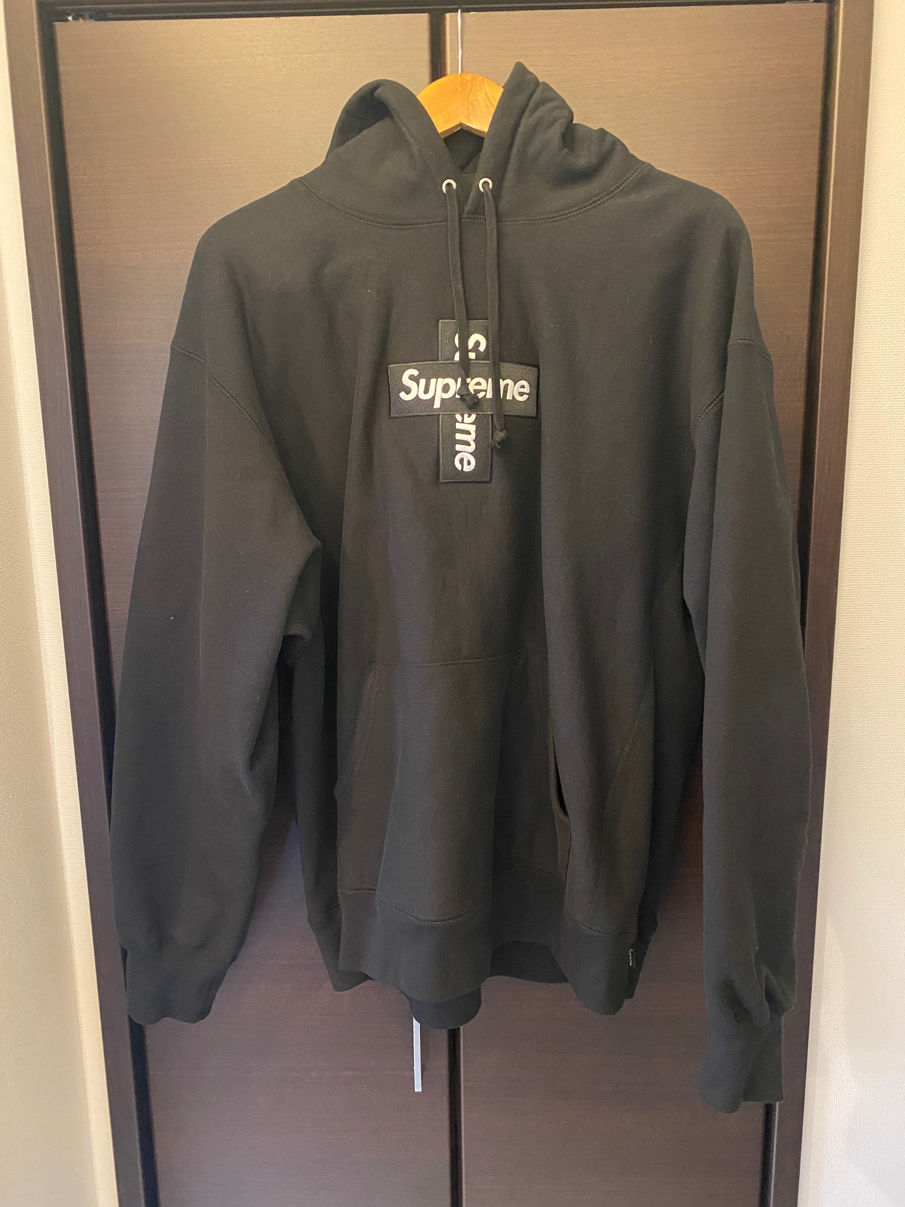 Supreme Cross Box Logo Hooded Sweatshirt "Black"