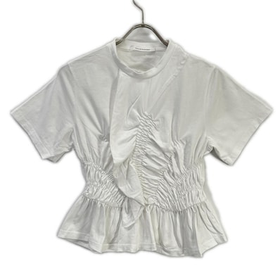 セシリーバンセン 25SS 424RTW11002 ホワイト ACE TOP デザインギャザーTシャツ S