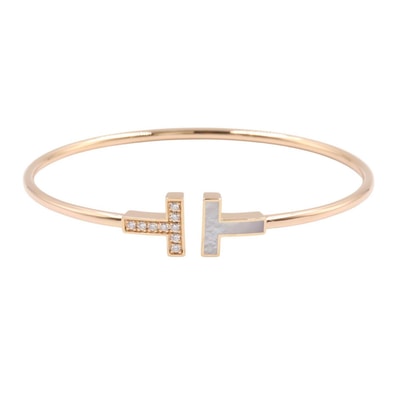 ティファニー TIFFANY&CO Tワイヤー ダイヤ シェル バングル バングル アクセサリー K18PG(ピンクゴールド) ダイヤモンド シェル レディース ゴールド系 / クリア系 / グレー系 64028618 【中古】