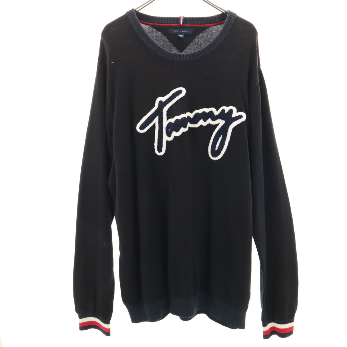 TOMMY HILFIGER トミーヒルフィガー 長袖 セーター XXL ブラック ニット ビッグサイズ