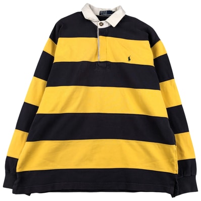 古着 ラルフローレン Ralph Lauren POLO by Ralph Lauren ボーダー柄 長袖 ラガーシャツ メンズL相当/eaa607518