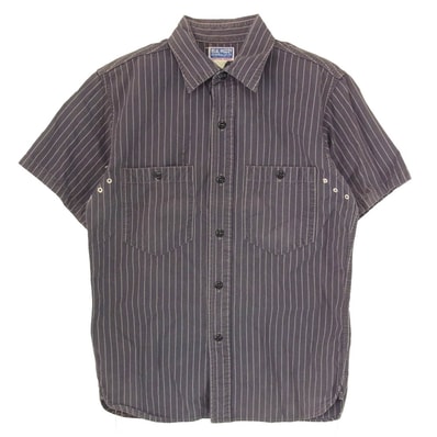 The REAL McCOY'S ザリアルマッコイズ 半袖シャツ ストライプ 半袖 ワーク シャツ ブラック系 15【中古】