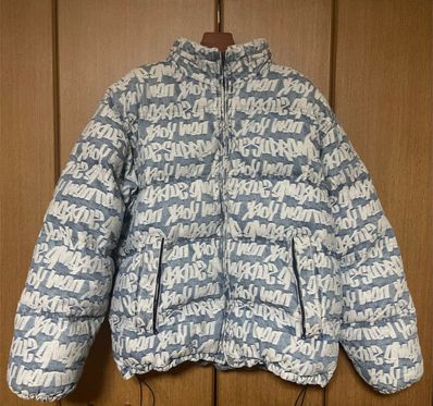 Supreme Fat Tip Jacquard Denim Puffer Jacket "Blue"