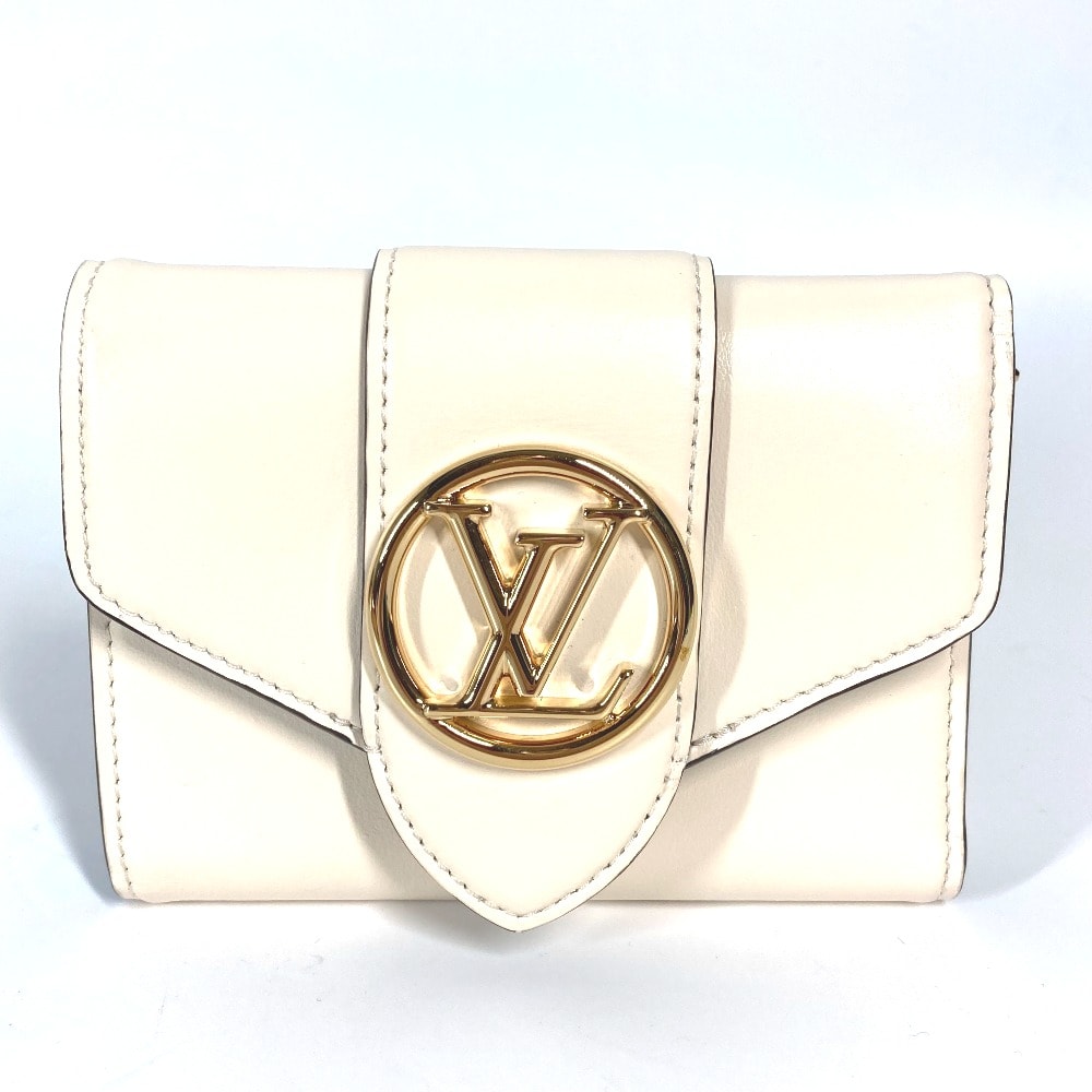 ルイヴィトン LOUIS VUITTON LV ポンヌフ コンパクト M69176 コンパクトウォレット 3つ折り財布 レザー クレーム ベージュ 美品