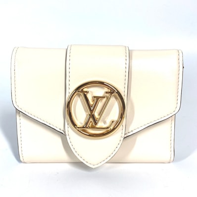 ルイヴィトン LOUIS VUITTON LV ポンヌフ コンパクト M69176 コンパクトウォレット 3つ折り財布 レザー クレーム ベージュ 美品