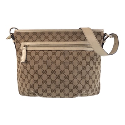 GUCCI グッチ ベージュ アイボリー ゴールド金具 GGキャンバス レザー/ ショルダーバッグ メッセンジャーバッグ 506340 【中古】