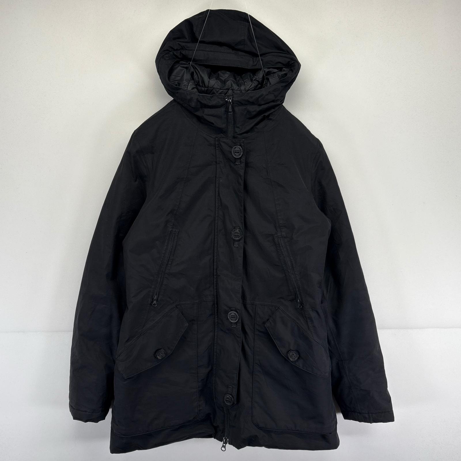 古着 ザ・ノースフェイス THE NORTH FACE マウンテンパーカー 中綿 アウトドア フード フルジップ ハーフコート M  ブラック レディース