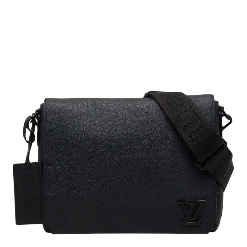 ルイ ヴィトン LV アエログラム テイクオフ メッセンジャー メッセンジャーバッグ 斜め掛け ショルダーバッグ M57080 ブラック レザー メンズ LOUIS VUITTON 【中古】