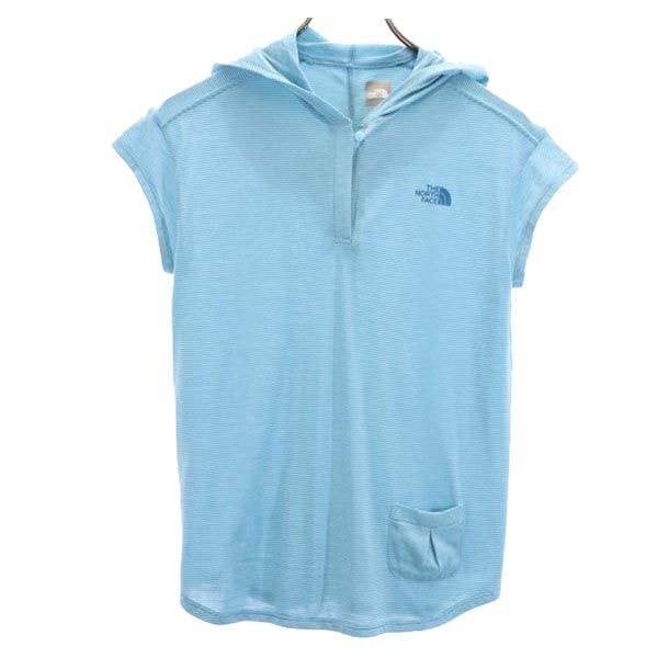 THE NORTH FACE ノースフェイス NTW11281 ボーダー 半袖 フード付 Tシャツ M ブルー系 アウトドア