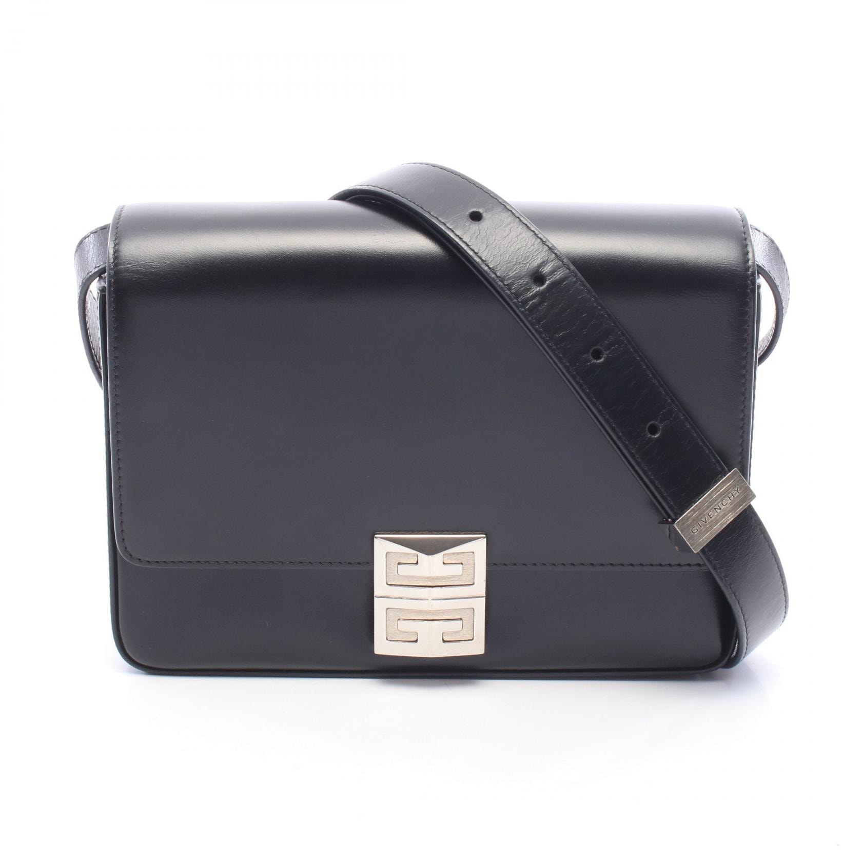 ジバンシィ GIVENCHY 4G クロスボディバッグ ミディアム ショルダーバッグ バッグ レザー レディース ブラック系 【中古】