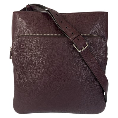美品 BALLY バリー ワインレッド ボルドー シルバー金具 レザー ショルダーバッグ メッセンジャーバッグ 600992 【中古】