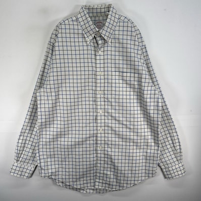 古着 ブルックスブラザーズ Brooks Brothers 長袖シャツ チェック 胸ポケ ボタンダウン M ブルー系 マルチカラー メンズ