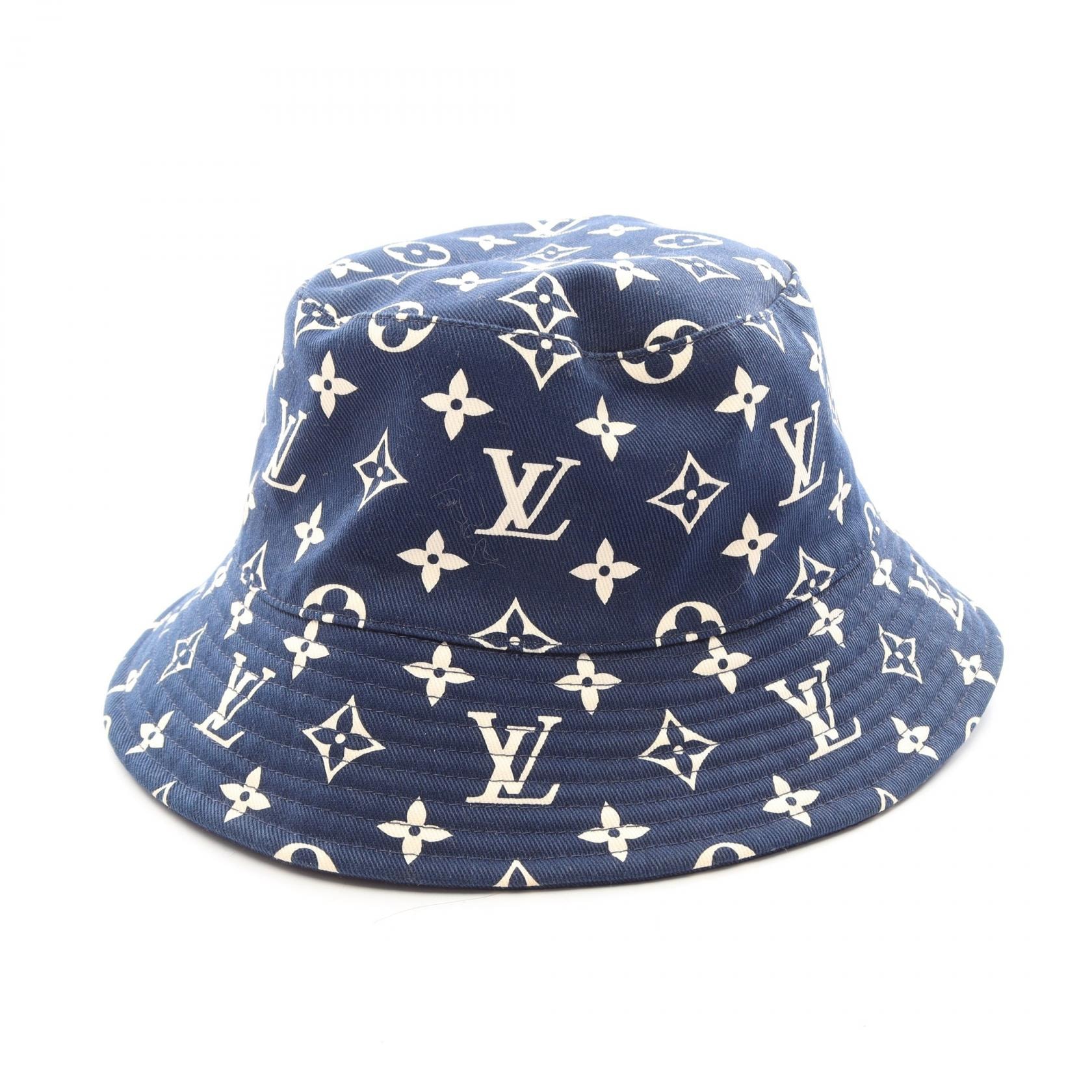 ルイ・ヴィトン LOUIS VUITTON LVエスカルボブ リバーシブル バケット ハット 帽子 コットン レディース ネイビー系 M76231 【中古】