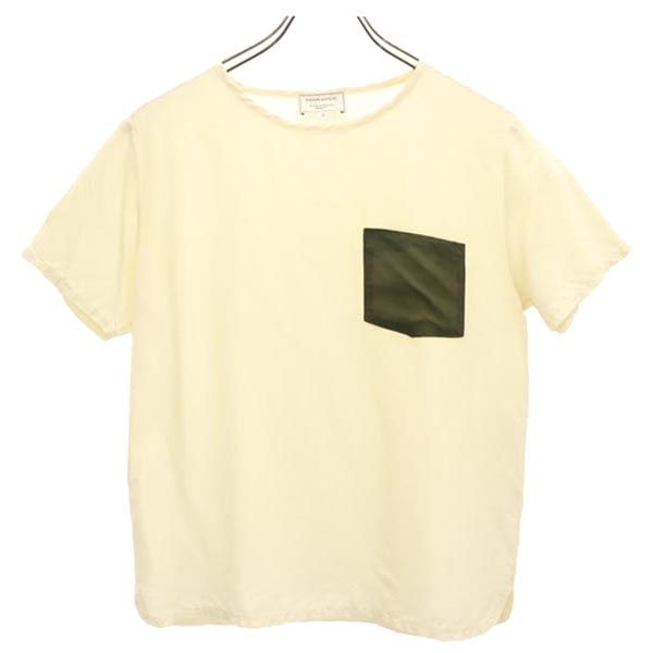 MAISON KITSUNE メゾンキツネ フランス製 シルク 半袖 Tシャツ S ベージュ系 胸ポケット