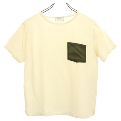 MAISON KITSUNE メゾンキツネ フランス製 シルク 半袖 Tシャツ S ベージュ系 胸ポケット