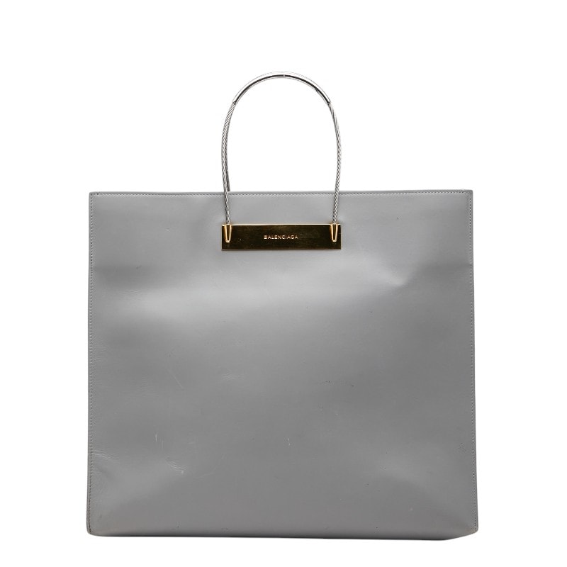 バレンシアガ ハンドバッグ トートバッグ グレー レザー メタル レディース BALENCIAGA 【中古】