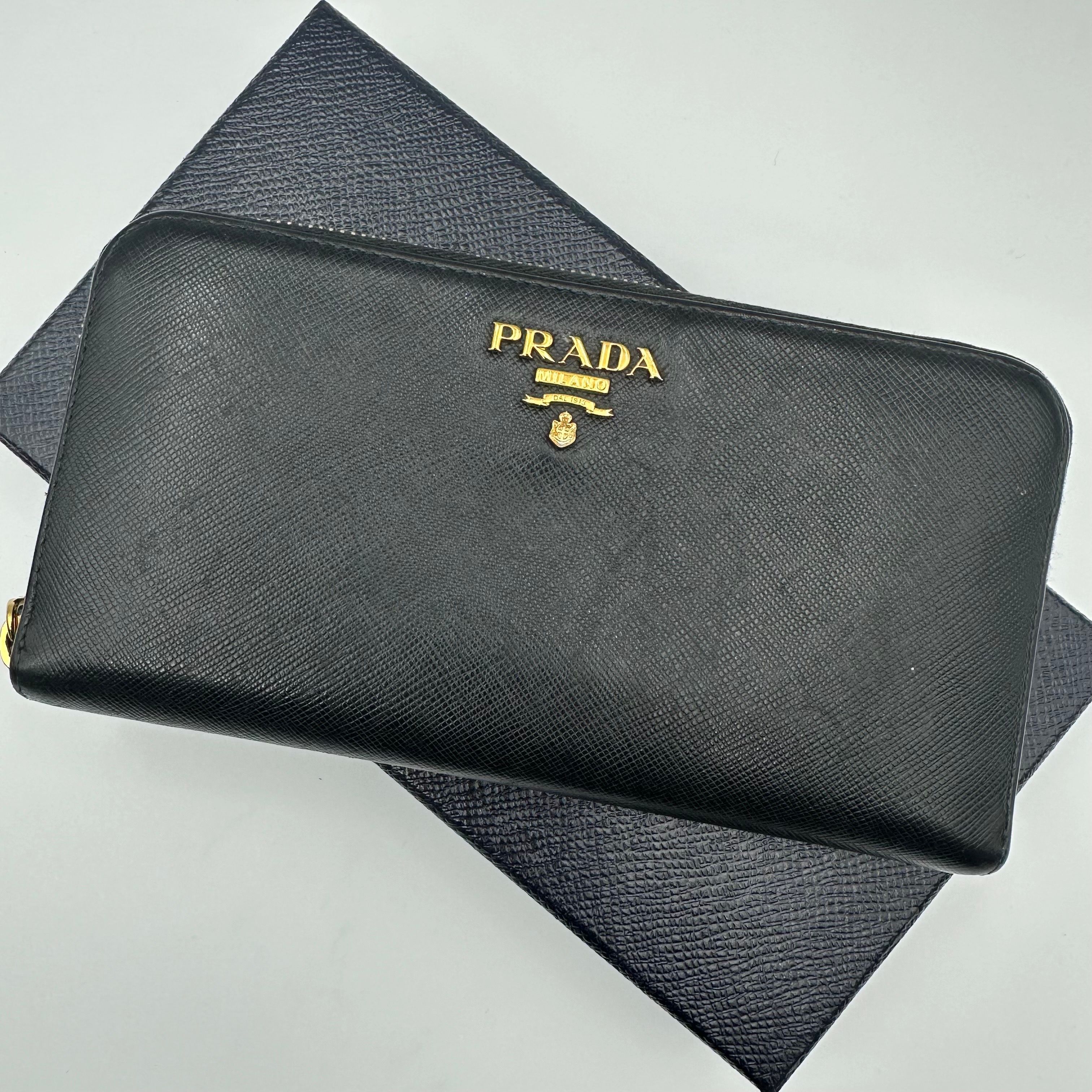 PRADA Large Saffiano Leather Wallet "Black"