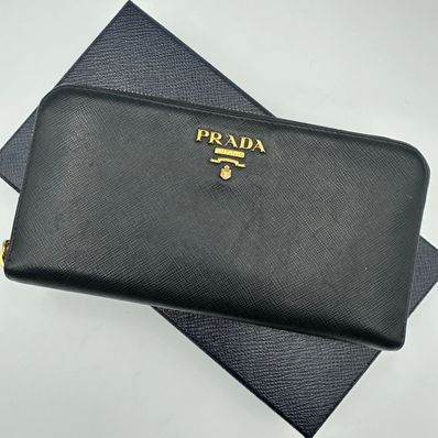 PRADA Large Saffiano Leather Wallet "Black"