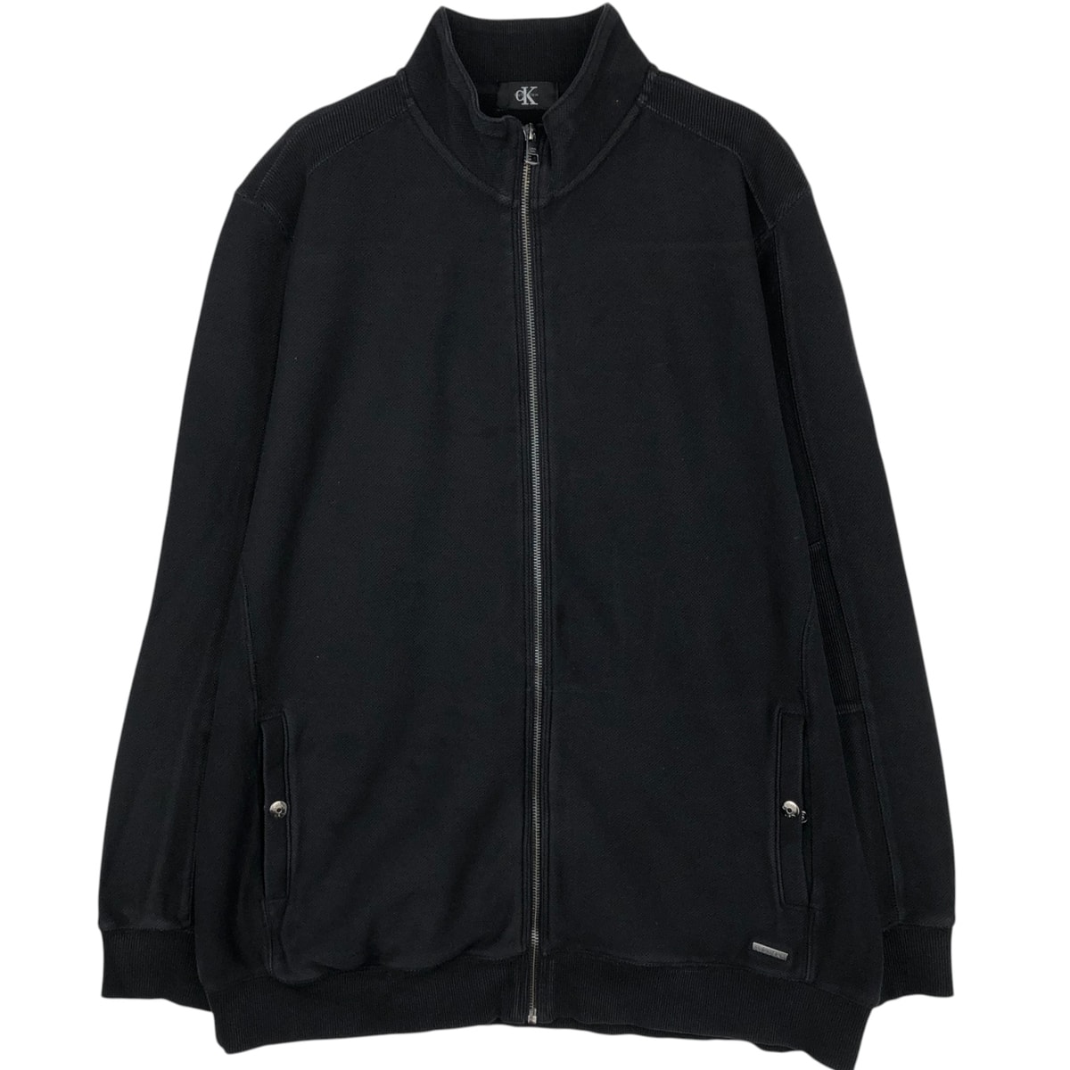 古着 90~00年代 カルバンクライン Calvin klein 鹿の子 ハイネック フルジップスウェットシャツ トレーナー メンズXXL相当/eaa631033
