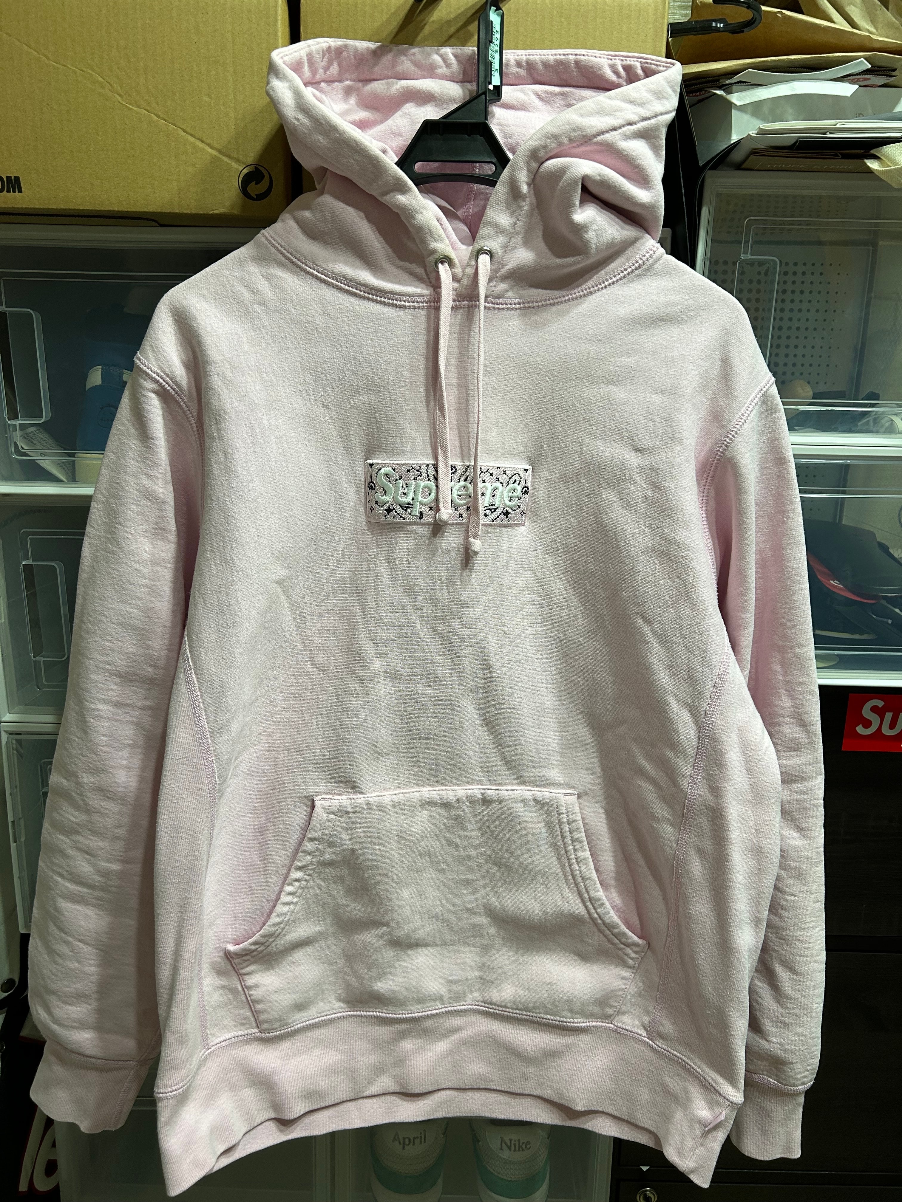 Supreme Bandana Box Logo Hooded Sweatshirt "Pink"